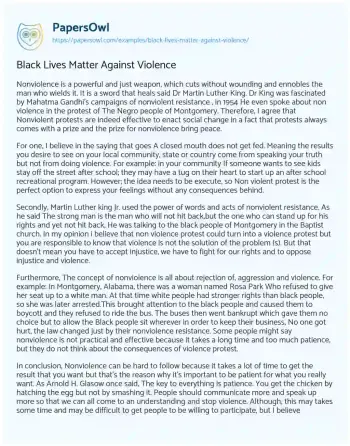 Essay on Black Lives Matter against Violence