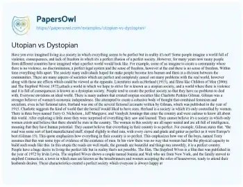 Essay on Utopian Vs Dystopian