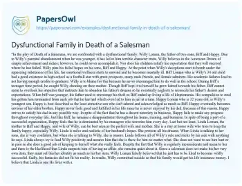 Essay on Dysfunctional Family in Death of a Salesman