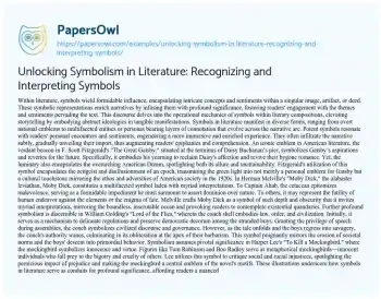 Essay on Unlocking Symbolism in Literature: Recognizing and Interpreting Symbols