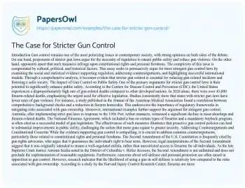 Essay on The Case for Stricter Gun Control