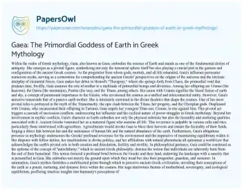 Essay on Gaea: the Primordial Goddess of Earth in Greek Mythology