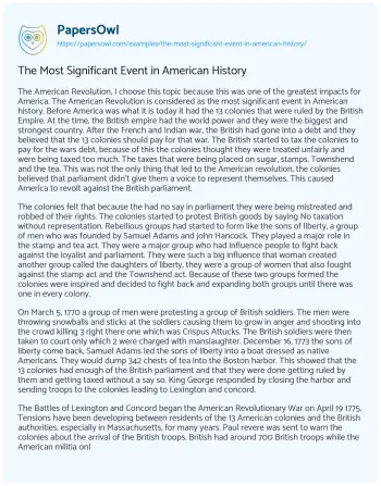 Essay on The most Significant Event in American History