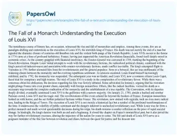 Essay on The Fall of a Monarch: Understanding the Execution of Louis XVI