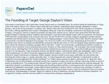 Essay on The Founding of Target: George Dayton’s Vision