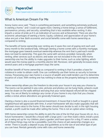 Essay on What is American Dream for me