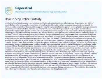 Essay on How to Stop Police Brutality