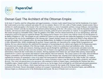 Essay on Osman Gazi: the Architect of the Ottoman Empire