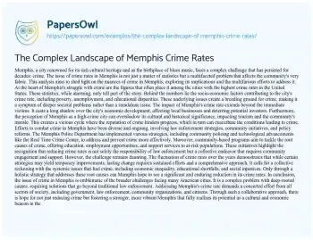 Essay on The Complex Landscape of Memphis Crime Rates