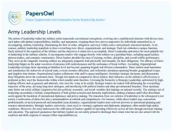 Essay on Army Leadership Levels