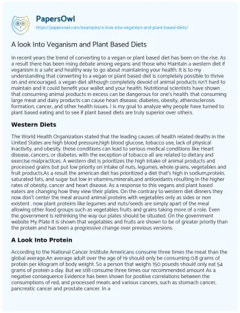 Essay on The Rise of Veganism: a Healthier and Sustainable Future