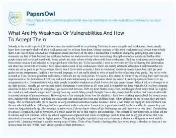 Essay on How to Overcome your Weakness