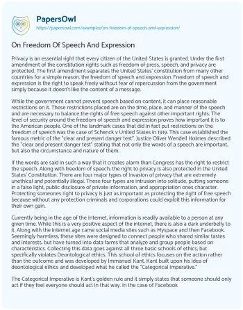 Essay on On Freedom of Speech and Expression