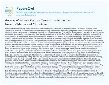 Essay on Arcane Whispers: Culture Tales Unveiled in the Heart of Murmured Chronicles