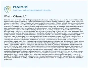 Essay on What is Citizenship?