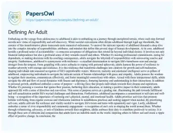 Essay on Defining an Adult