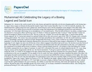 Essay on Muhammad Ali: Celebrating the Legacy of a Boxing Legend and Social Icon