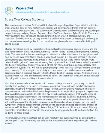 Essay on Stress over College Students