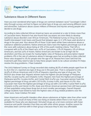 Essay on Substance Abuse in Different Races