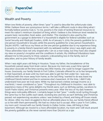 Essay on Wealth and Poverty