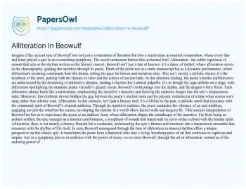 Essay on Alliteration in Beowulf