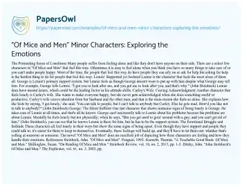 Essay on “Of Mice and Men” Minor Characters: Exploring the Emotions