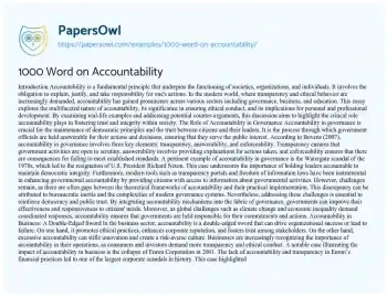 Essay on 1000 Word on Accountability