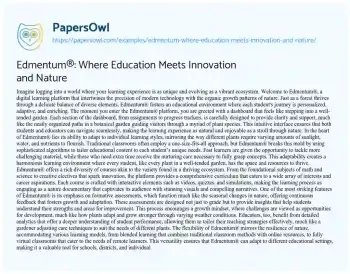 Essay on Edmentum®: where Education Meets Innovation and Nature