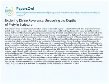 Essay on Exploring Divine Reverence: Unraveling the Depths of Piety in Scripture