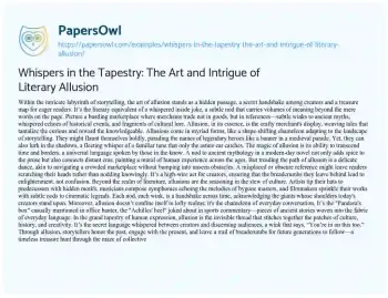 Essay on Whispers in the Tapestry: the Art and Intrigue of Literary Allusion