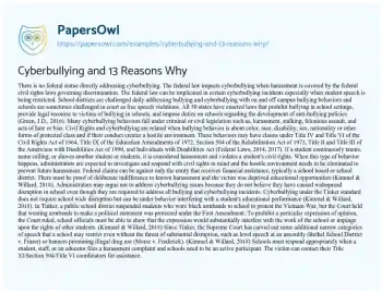 Essay on Cyberbullying and 13 Reasons why