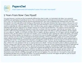 Essay on 5 Years from Now i See myself