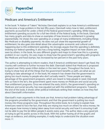 Essay on Medicare and America’s Entitlement