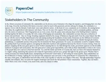 Essay on Stakeholders in the Community