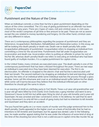 Essay on Punishment and the Nature of the Crime