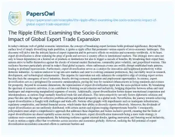 Essay on The Ripple Effect: Examining the Socio-Economic Impact of Global Export Trade Expansion