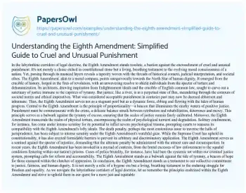 Essay on Understanding the Eighth Amendment: Simplified Guide to Cruel and Unusual Punishment