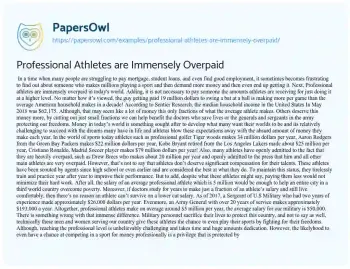 Essay on Professional Athletes are Immensely Overpaid