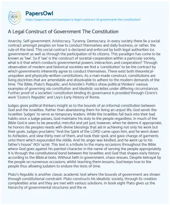 Essay on A Legal Construct of Government the Constitution