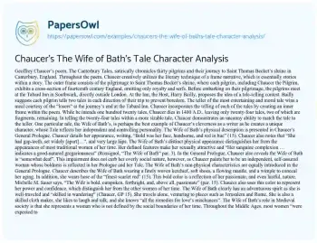 Essay on Chaucer’s the Wife of Bath’s Tale Character Analysis