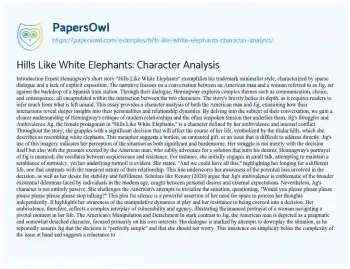 Essay on Hills Like White Elephants: Character Analysis