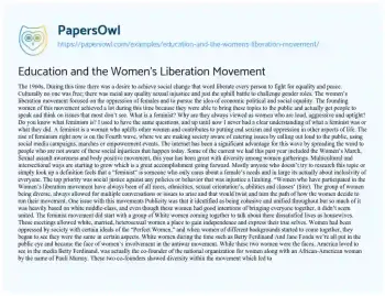 Essay on Education and the Women’s Liberation Movement