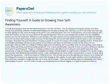 Essay on Finding Yourself: a Guide to Growing your Self-Awareness