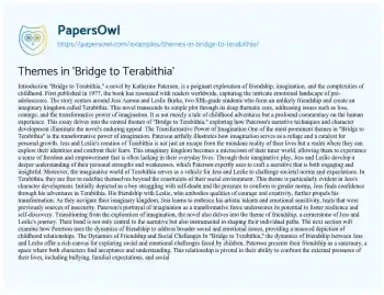 Essay on Themes in ‘Bridge to Terabithia’