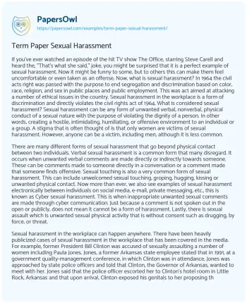 Essay on Term Paper Sexual Harassment