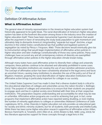 Essay on Definition of Affirmative Action