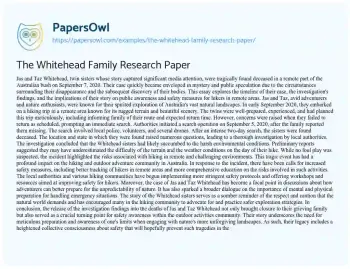 Essay on The Whitehead Family Research Paper