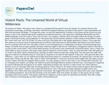 Essay on Violent Pixels: the Untamed World of Virtual Wilderness