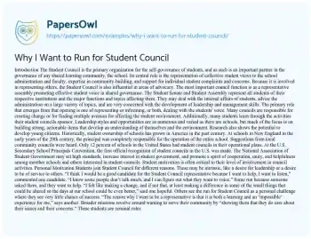 Essay on Why i Want to Run for Student Council