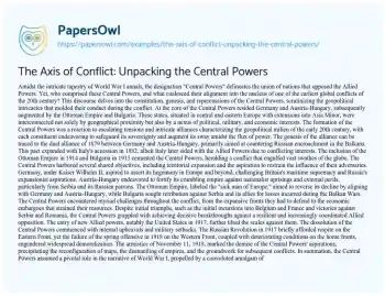 Essay on The Axis of Conflict: Unpacking the Central Powers